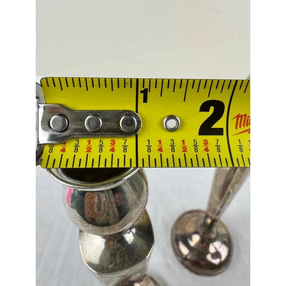 Vintage Sterling Silver Weighted Candlesticks Pair Art Deco Taper 9.5
